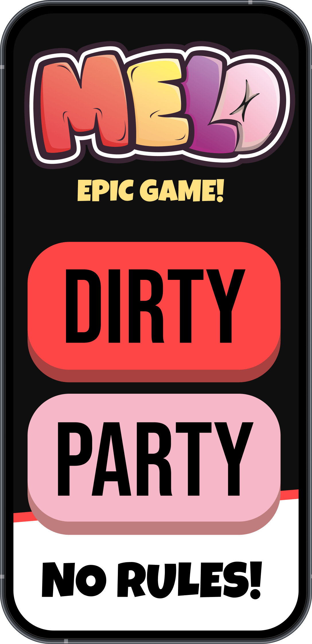Detailed view of App's user interface featuring a vibrant and easy-to-navigate menu. Includes various drinking games and party challenges suitable for all types of party atmospheres.